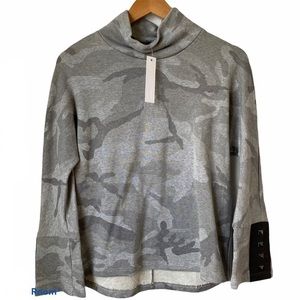 Drew NWT Retail $198 Aleen grey Camo Studded Sleeves Sweatshirt XS NEW